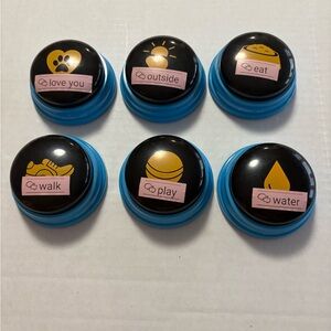 Set of 6 Black and Blue Pet Communication Buttons